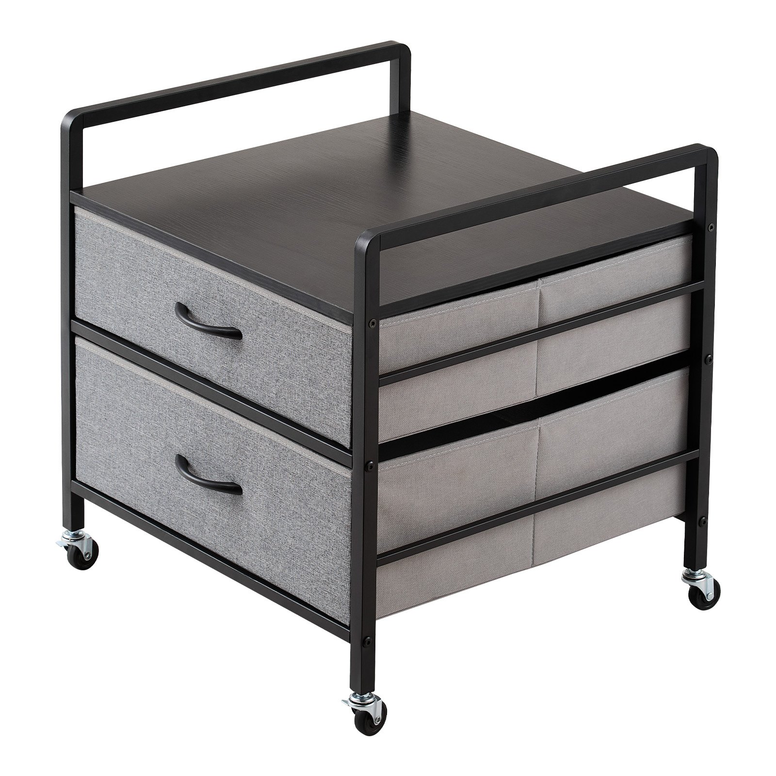 VEVOR Mini Fridge Stand on Wheels, Refrigerator Holder with 80 kg Load Capacity, Mini Fridge Table with 2 Drawers & 4 Swivel Casters, Mobile Fridge Shelf for Dormitory, Apartment, Office, Gray