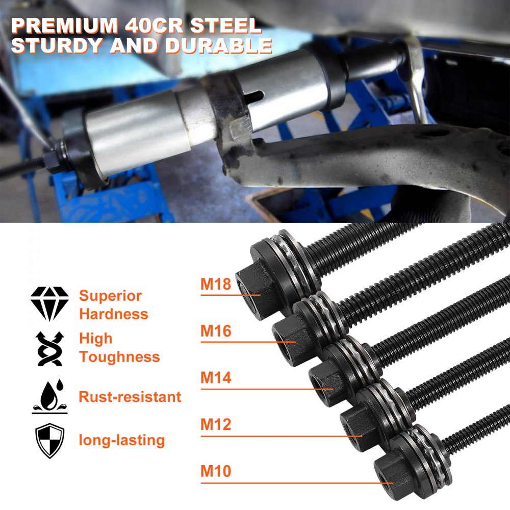 VEVOR - Kit de 27 piezas de manguitos de extracción y presión, juego de extracción e instalación de cojinetes de buje de acero, herramientas de inserción y extracción de bujes con estuche de transporte, compatibilidad con varios vehículos para motores LCV y HGV