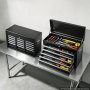 VEVOR Caja de Herramientas de Acero 600 mm 5 Cajones Portátil con Cerradura, con Guías de Rodamientos de Bolas, Cierre Automático, Asa de Transporte y Acabado en Negro para Taller Mecánico y Garaje