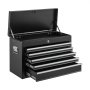 VEVOR Caja de Herramientas de Acero 600 mm 5 Cajones Portátil con Cerradura, con Guías de Rodamientos de Bolas, Cierre Automático, Asa de Transporte y Acabado en Negro para Taller Mecánico y Garaje