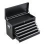 VEVOR Caja de Herramientas de Acero 600 mm 5 Cajones Portátil con Cerradura, con Guías de Rodamientos de Bolas, Cierre Automático, Asa de Transporte y Acabado en Negro para Taller Mecánico y Garaje