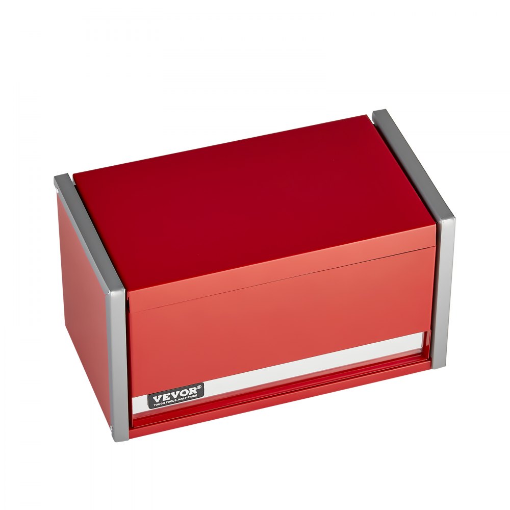 VEVOR Caja de Herramientas de Metal Portátil 218,4 x 118 x 120 mm con 3 Cajones, Revestimiento de EVA y Almohadillas de PP para Pies, Apertura de Cojinete de Bolas y Recubrimiento en Polvo, Rojo