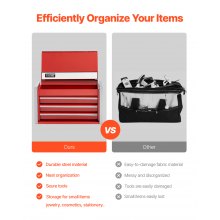 VEVOR Caja de Herramientas de Metal Portátil 218,4 x 118 x 120 mm con 3 Cajones, Revestimiento de EVA y Almohadillas de PP para Pies, Apertura de Cojinete de Bolas y Recubrimiento en Polvo, Rojo