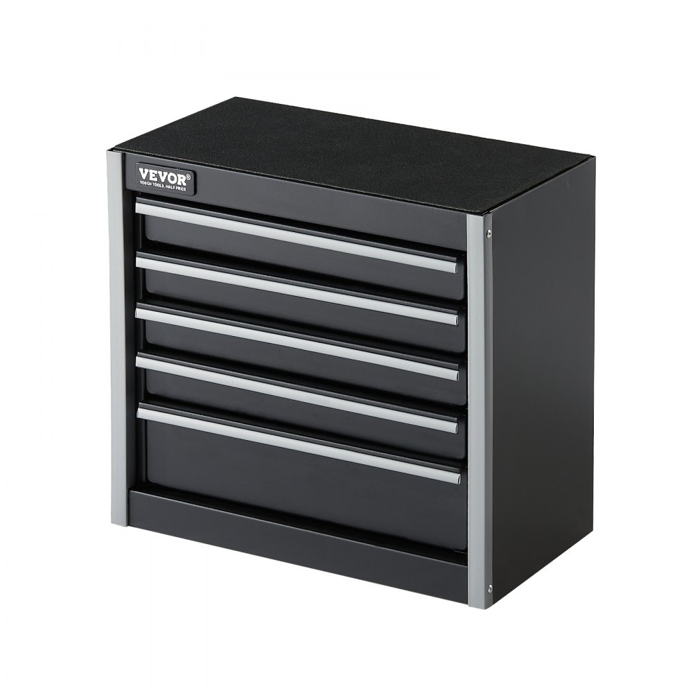 VEVOR Caja de Herramientas Portátil de Metal 218 x 118 x 205 mm, Cofre de Herramientas Pequeño con 5 Cajones, Revestimiento de EVA y Almohadillas de PP para Pies, Caja de Acero Resistente, Negro