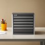 VEVOR Caja de Herramientas Portátil de Metal 218 x 118 x 205 mm, Cofre de Herramientas Pequeño con 5 Cajones, Revestimiento de EVA y Almohadillas de PP para Pies, Caja de Acero Resistente, Negro