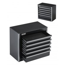 VEVOR Caja de Herramientas Portátil de Metal 218 x 118 x 205 mm, Cofre de Herramientas Pequeño con 5 Cajones, Revestimiento de EVA y Almohadillas de PP para Pies, Caja de Acero Resistente, Negro