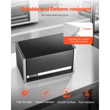 VEVOR Caja de Herramientas Portátil de Metal 218,4 x 118 x 120 mm, Cofre de Herramientas Pequeño con 3 Cajones, Revestimiento de EVA y Almohadillas de PP para Pies, Caja de Acero Resistente, Negro