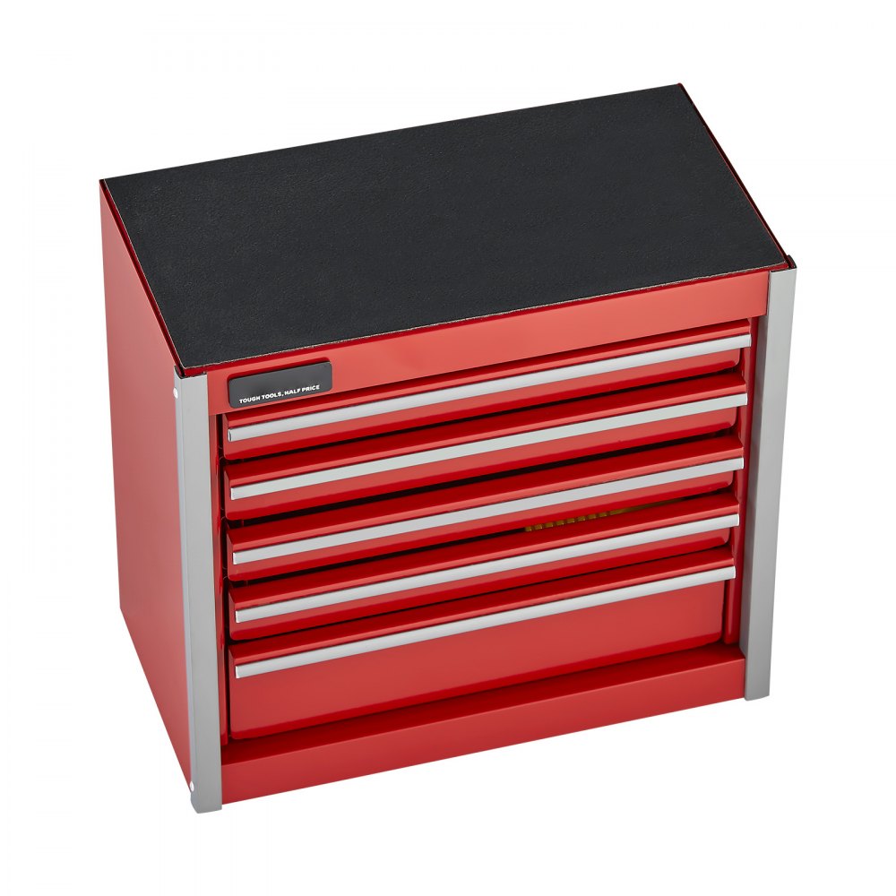 VEVOR Caja de Herramientas Portátil de Metal 218 x 118 x 205 mm, Cofre de Herramientas Pequeño con 5 Cajones, Revestimiento de EVA y Almohadillas de PP para Pies, Caja de Acero Resistente, Rojo