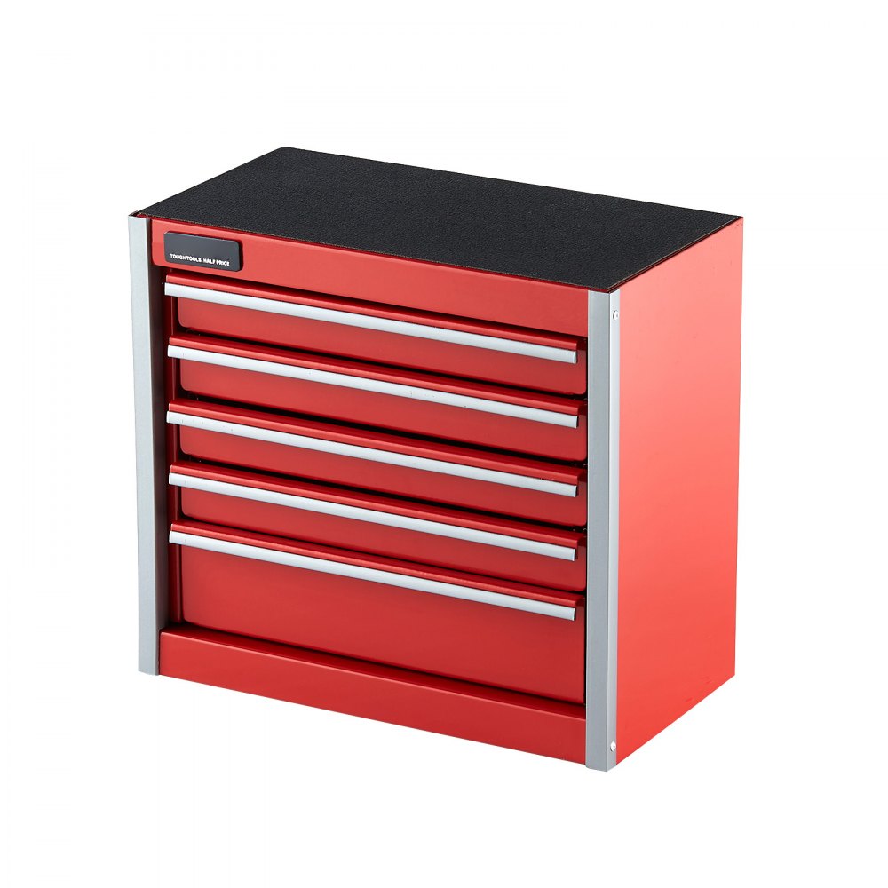 VEVOR Caja de Herramientas Portátil de Metal 218 x 118 x 205 mm, Cofre de Herramientas Pequeño con 5 Cajones, Revestimiento de EVA y Almohadillas de PP para Pies, Caja de Acero Resistente, Rojo