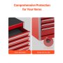 VEVOR Caja de Herramientas Portátil de Metal 218 x 118 x 205 mm, Cofre de Herramientas Pequeño con 5 Cajones, Revestimiento de EVA y Almohadillas de PP para Pies, Caja de Acero Resistente, Rojo