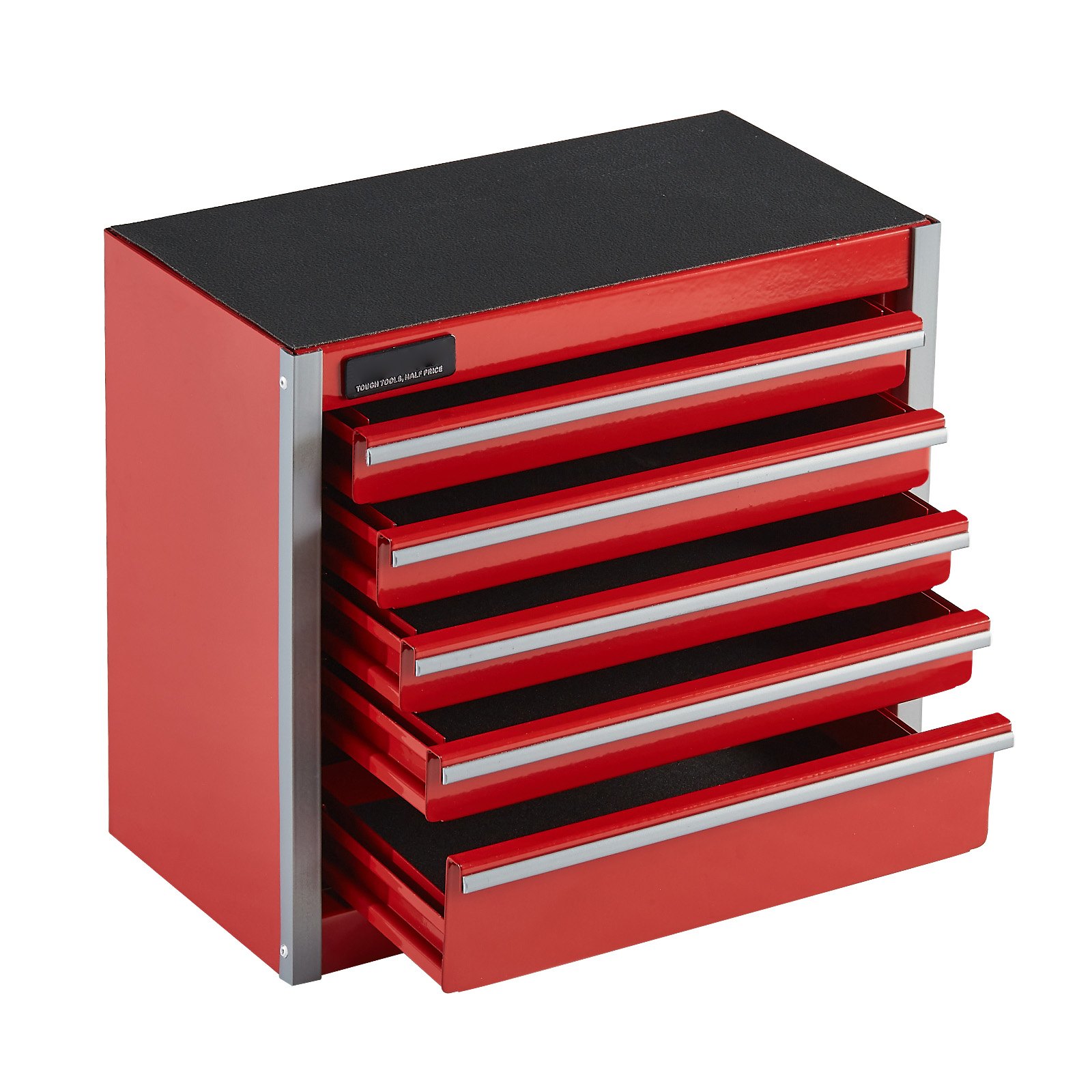 VEVOR Caja de Herramientas Portátil de Metal 218 x 118 x 205 mm, Cofre de Herramientas Pequeño con 5 Cajones, Revestimiento de EVA y Almohadillas de PP para Pies, Caja de Acero Resistente, Rojo