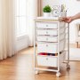 VEVOR Carrito Organizador de Metal con 5 Cajones, Carrito de Almacenamiento con Ruedas Giratorias de 360° y 2 Frenos, Tapa de Madera, Destornillador para Garaje Manualidades Baño Oficina Dormitorio