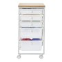 VEVOR Carrito Organizador de Metal con 5 Cajones, Carrito de Almacenamiento con Ruedas Giratorias de 360° y 2 Frenos, Tapa de Madera, Destornillador para Garaje Manualidades Baño Oficina Dormitorio