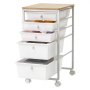 VEVOR Carrito Organizador de Metal con 5 Cajones, Carrito de Almacenamiento con Ruedas Giratorias de 360° y 2 Frenos, Tapa de Madera, Destornillador para Garaje Manualidades Baño Oficina Dormitorio