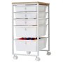 VEVOR Carrito Organizador de Metal con 5 Cajones, Carrito de Almacenamiento con Ruedas Giratorias de 360° y 2 Frenos, Tapa de Madera, Destornillador para Garaje Manualidades Baño Oficina Dormitorio