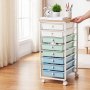 VEVOR Carrito Organizador de Metal con 8 Cajones, Carrito de Almacenamiento con Ruedas Giratorias de 360° y 2 Frenos, Destornillador, Tapa de Madera para Garaje Dormitorio Manualidades Baño Oficina
