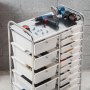 VEVOR Rolling Cart with Drawers, Double Row 15 Drawer Storage Organizer, Mobile Utility Cart with Chrome Steel Frame, Universal Casters & 2 Brakes, for Office, Classroom, Craft Room, Studio, Garage