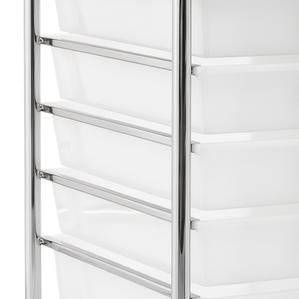 VEVOR Carrito Organizador de Metal con 12 Cajones de Doble Fila, Carrito de Almacenamiento con Ruedas Giratorias 360° y 2 Frenos, para Cocina Manualidades Dormitorio Oficina Garaje y Baño, Blanco