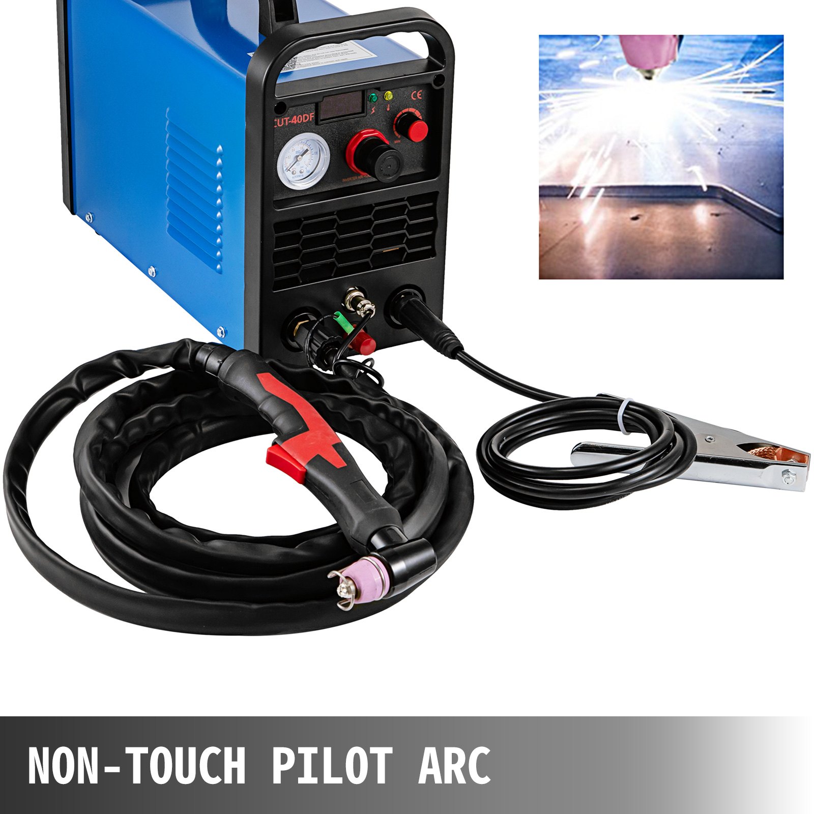 VEVOR Soldadora Plasma Cutter 220 V 50 Hz, Cortador Plasma de Arco Piloto No Táctil 40 A, Máquina de Corte por Plasma de Aire, Máquina de Soldadura de Plasma, Plasma Cutter con Protección de IP21S