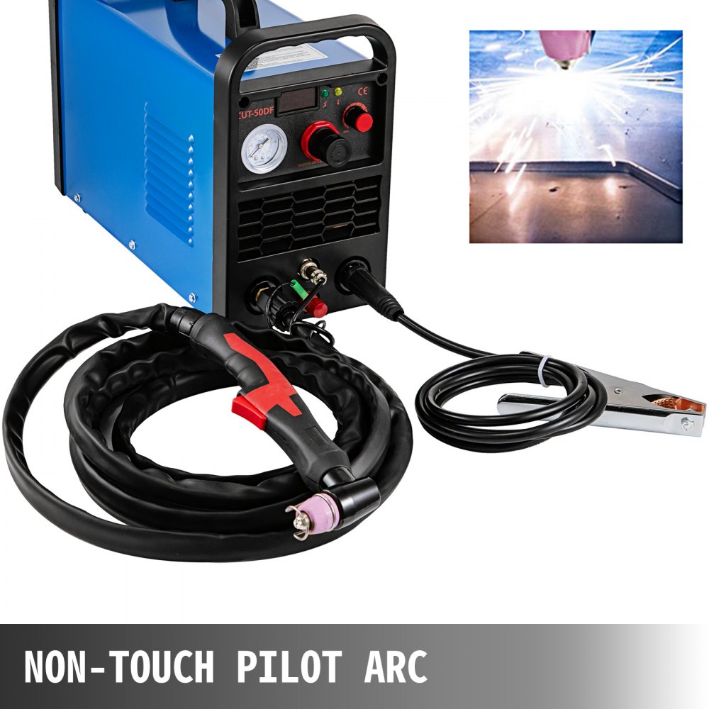VEVOR Soldadora Plasma Cutter 220 V 50 Hz, Cortador Plasma de Arco Piloto No Táctil 50 A, Máquina de Corte por Plasma de Aire, Máquina de Soldadura de Plasma, Plasma Cutter con Protección de IP21S