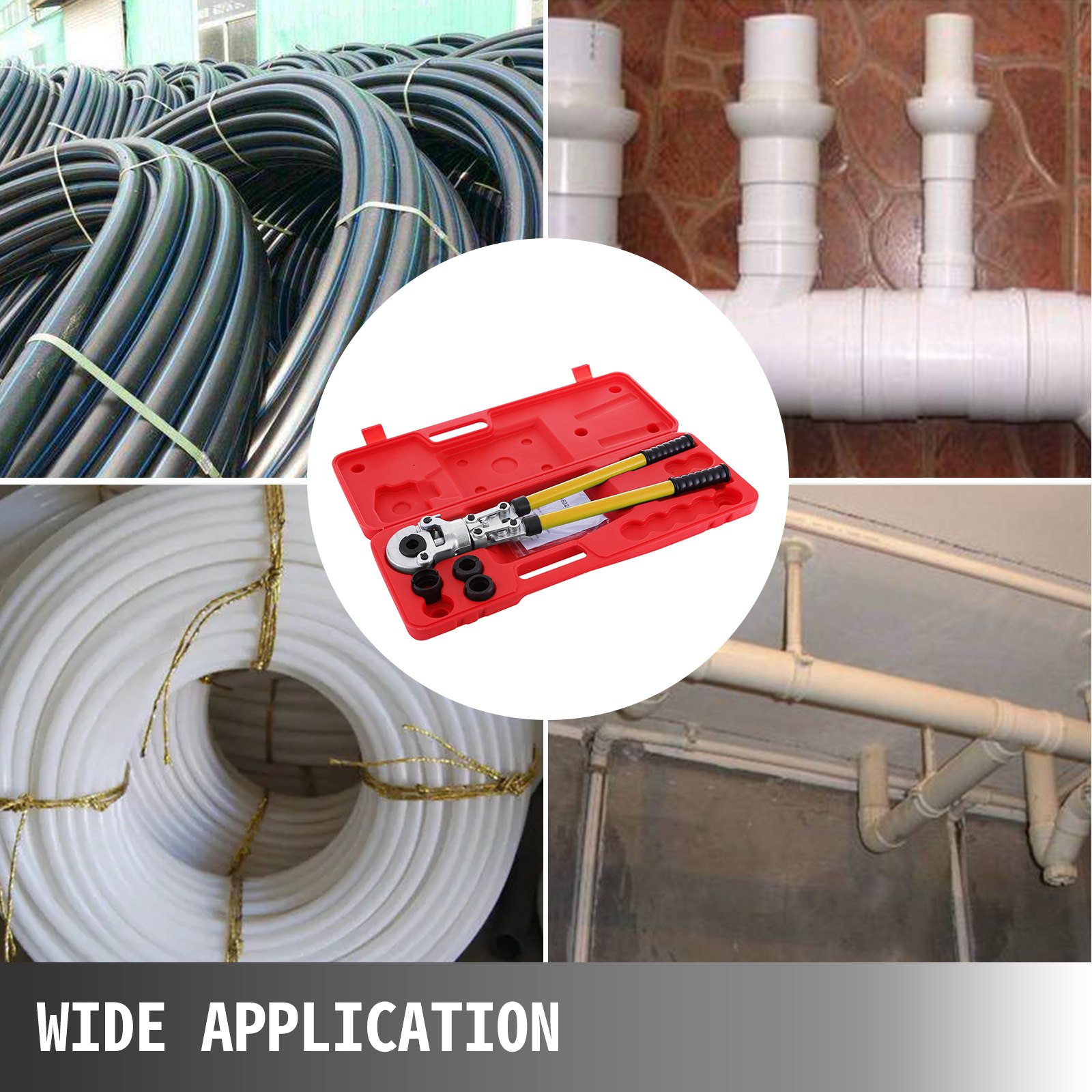 VEVOR Alicates Prensadores de Tuberías Contorno TH16-32 mm, Alicates de Presión para Tubos Compuestos con 360° Cabeza Giratoria, Alicate Multicapa, para Tubos de Plástico de Aluminio, Tubos PEX y PB