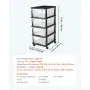 VEVOR Cajonera de Almacenaje de Plástico, Unidad de Almacenamiento con Ruedas y 4 Cajones Transparentes, Torre de Ordenación para Suministros y Documentos de Oficina, Salas de Manualidades, Aulas