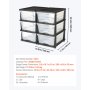 VEVOR Cajonera de Almacenaje de Plástico, Unidad de Almacenamiento con 3 Cajones Transparentes, Torre de Ordenación para Suministros y Documentos de Oficina, Salas de Manualidades, Aulas, 2 Unidades