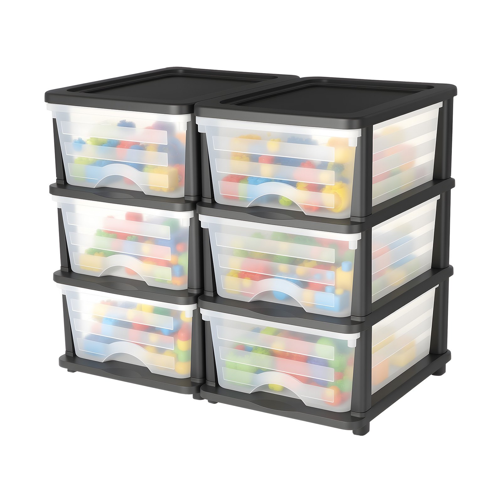 VEVOR Cajonera de Almacenaje de Plástico, Unidad de Almacenamiento con 3 Cajones Transparentes, Torre de Ordenación para Suministros y Documentos de Oficina, Salas de Manualidades, Aulas, 2 Unidades