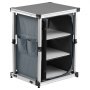 VEVOR Folding Camping Storage Cabinet, Outdoor Portable Aluminum Lightweight Table, Quick Set-up Compact Kitchen Cook Station, with 3 Shelves and Carry Bag, for Picnic, BBQ, Camping, RV Traveling