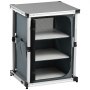 VEVOR Folding Camping Storage Cabinet, Outdoor Portable Aluminum Lightweight Table, Quick Set-up Compact Kitchen Cook Station, with 3 Shelves and Carry Bag, for Picnic, BBQ, Camping, RV Traveling
