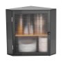 VEVOR Panera de Esquina para Encimera de Cocina, Contenedor de Pan de Madera Bambú de Doble Capa y Gran Capacidad, con Puerta Acrílica Ondulada, Color Negro, Forma de Esquina, 320 x 320 x 425 mm