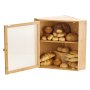 VEVOR Corner Bread Box for Kitchen Counter, Double Layer Large Capacity Bamboo Bread Storage Container, Farmhouse Wooden Breadbox for Homemade Bread, Storage Holder Bin with Acrylic Wavy Door, Natural