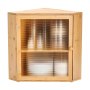 VEVOR Corner Bread Box for Kitchen Counter, Double Layer Large Capacity Bamboo Bread Storage Container, Farmhouse Wooden Breadbox for Homemade Bread, Storage Holder Bin with Acrylic Wavy Door, Natural