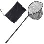 VEVOR Red de Pesca de Aluminio 143 cm, Red de Aterrizaje de Peces con Malla de Silicona Suave y Mango de PE, Ligera y Resistente, Sacadera Soporta hasta 4 kg, para Kayak, Barco, Orilla, Estanque