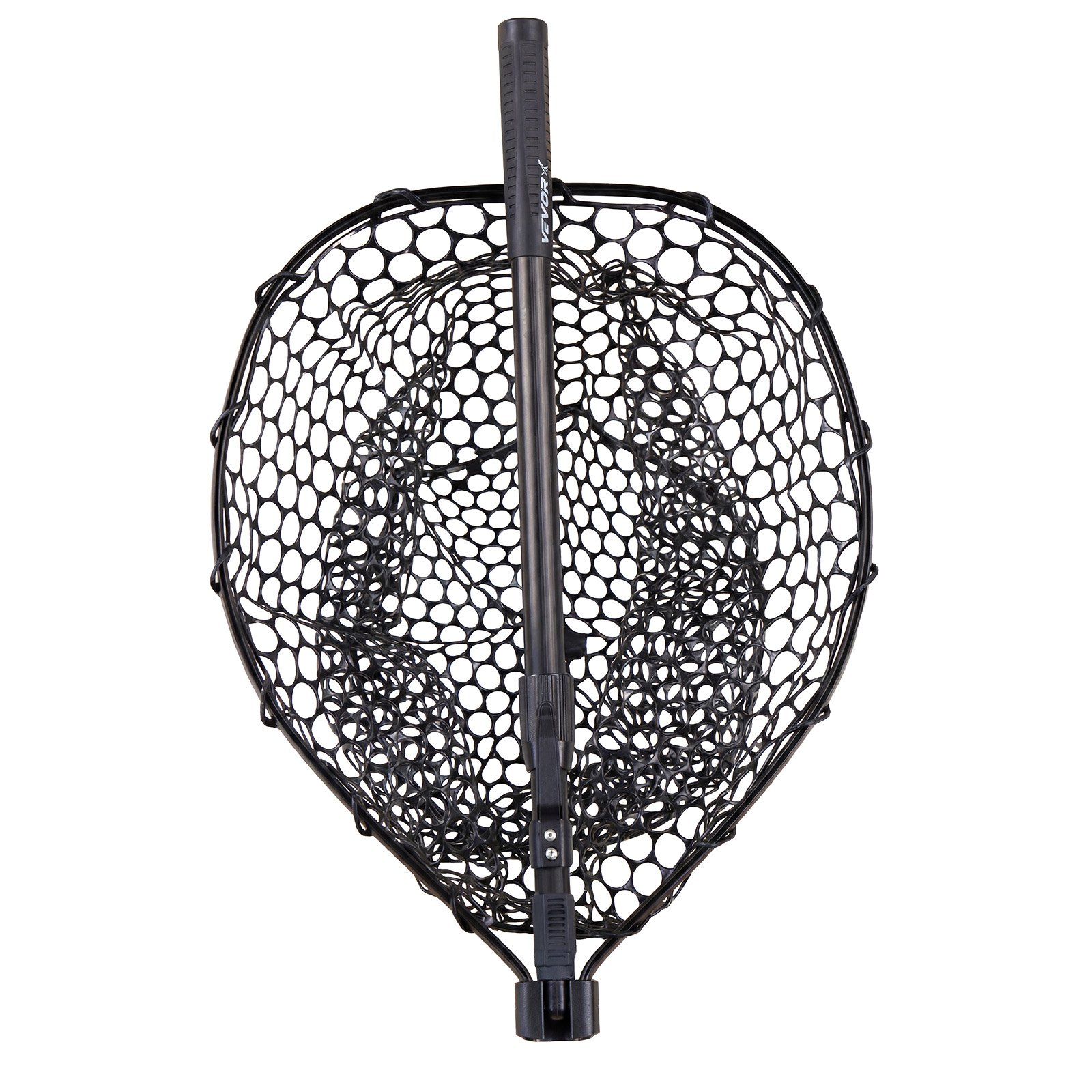 VEVOR Red de Pesca de Aluminio 143 cm, Red de Aterrizaje de Peces con Malla de Silicona Suave y Mango de PE, Ligera y Resistente, Sacadera Soporta hasta 4 kg, para Kayak, Barco, Orilla, Estanque