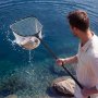 VEVOR Red de Pesca de Aluminio, Red de Aterrizaje de Peces con Malla de Silicona Suave y Mango Telescópico de PE, Ligera y Resistente, Sacadera Soporta hasta 13,6 kg, para Kayak, Barco, Orilla