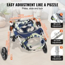 VEVOR Silla de Ruedas Ajustable de Mascotas de 2 Ruedas para Patas Traseras(XS)