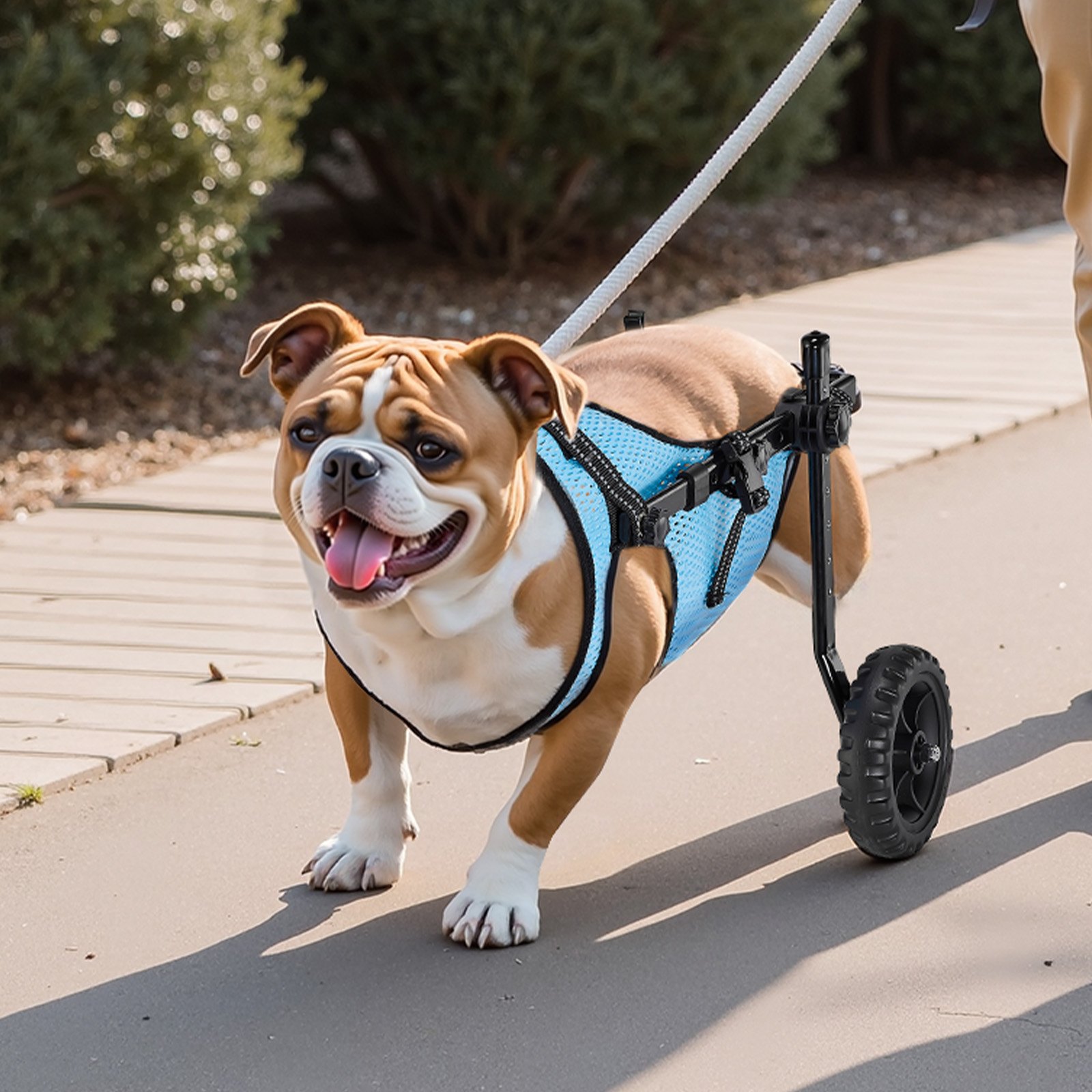 VEVOR Silla de Ruedas Amortiguadoras para Perros, para Patas Traseras, Ajustable, Ayuda para Caminar para Perros Discapacitados, Paralizados o Lesionados de hasta 15 kg, Talla M, Negro y Azul