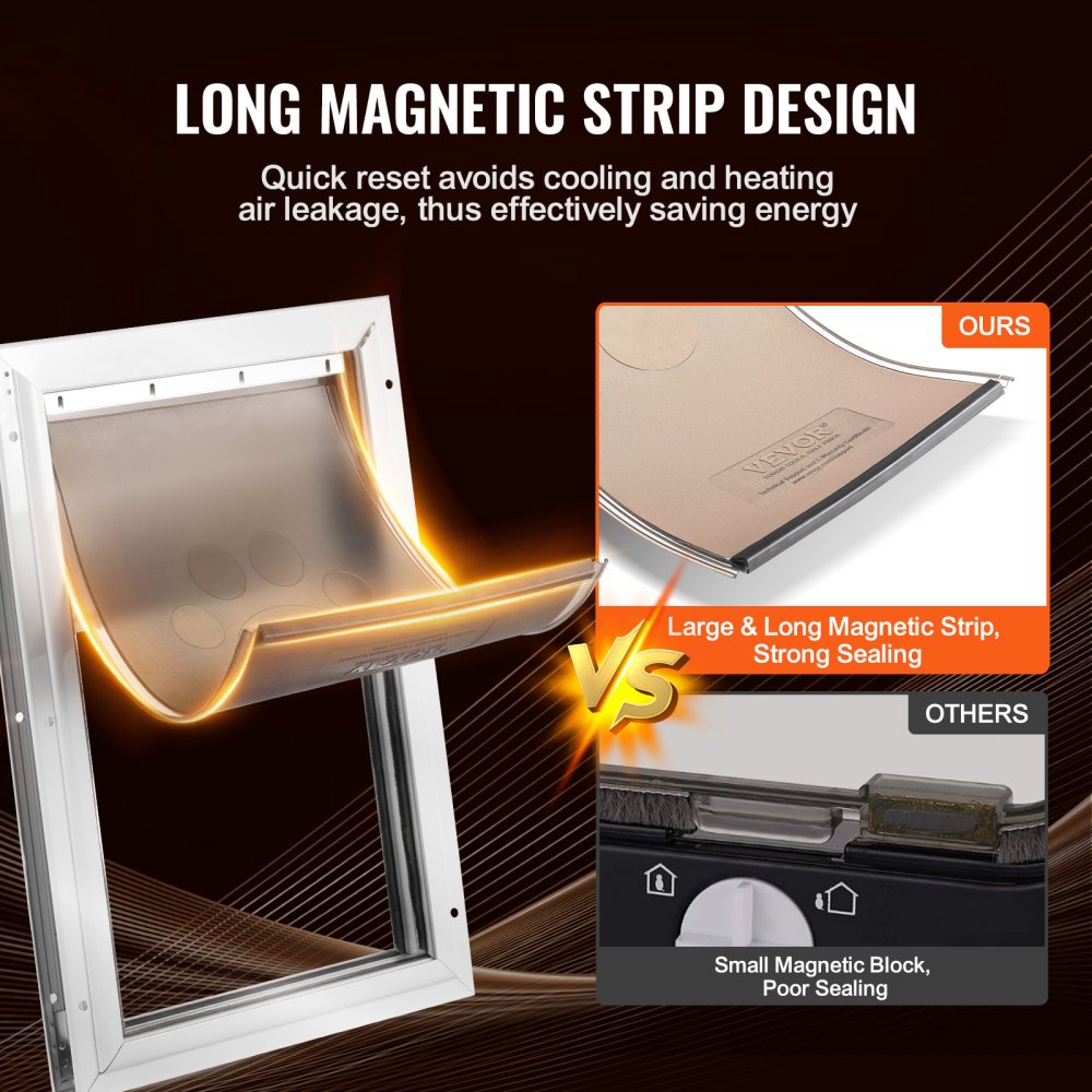 VEVOR Puerta para Mascotas de Repuesto de 209,6 x 311,2 mm, Compatible con Puertas para Mascotas con Solapa, Puerta para Perros de Repuesto de PVC Grueso con Tira Magnética Larga, Tamaño Mediano