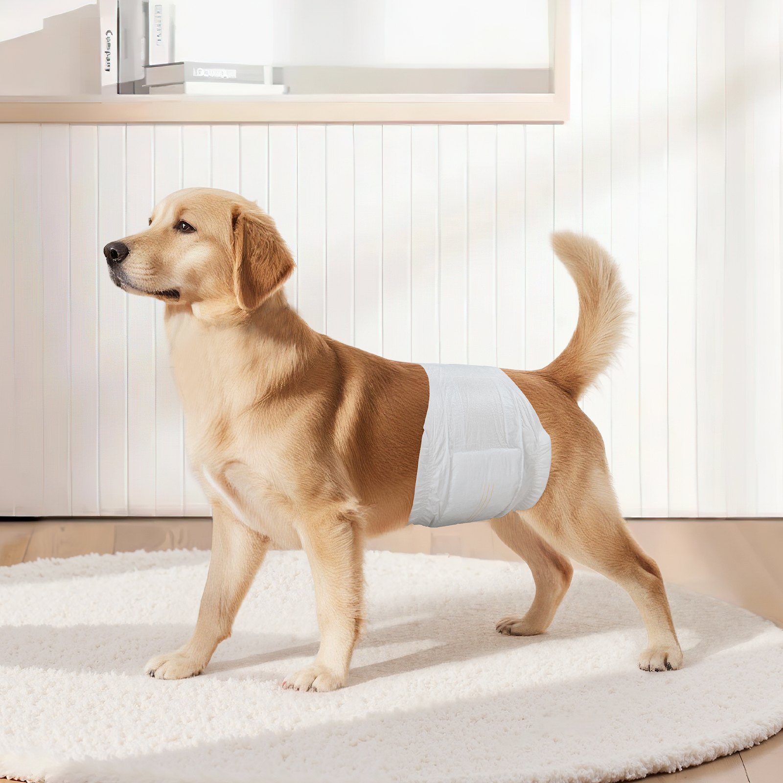 VEVOR Pañales Desechables para Perros Machos en Celo, Adiestramiento, Superabsorbentes, con Banda Abdominal a Prueba de Fugas 360° e Indicador de Humedad, Talla M, 96 uds, 650 x 200 mm por Pieza