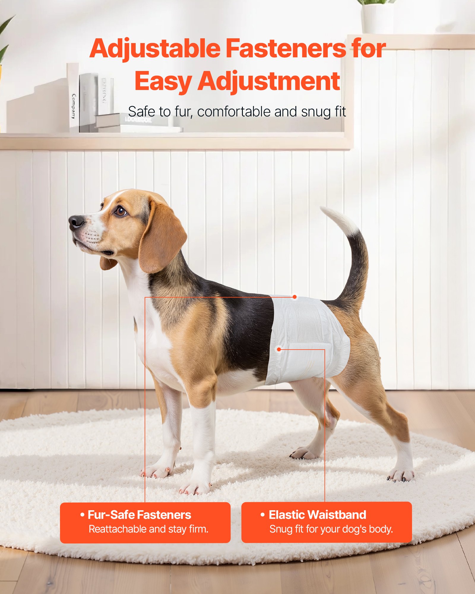 VEVOR Pañales Desechables para Perros Machos en Celo, Adiestramiento, Superabsorbentes, con Banda Abdominal a Prueba de Fugas 360° e Indicador de Humedad, Talla S, 96 uds, 550 x 200 mm por Pieza