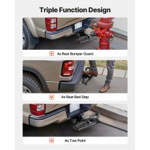VEVOR Escalón de enganche para receptor de 2 pulgadas, protector de parachoques trasero universal con capacidad de carga de 350 lb, escalón de enganche de remolque ancho y antideslizante con kit de pasador y estabilizador, apto para camioneta, SUV, camioneta, remolque