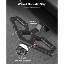 VEVOR Escalón de enganche para receptor de 2 pulgadas, protector de parachoques trasero universal con capacidad de carga de 350 lb, escalón de enganche de remolque ancho y antideslizante con kit de pasador y estabilizador, apto para camioneta, SUV, camioneta, remolque