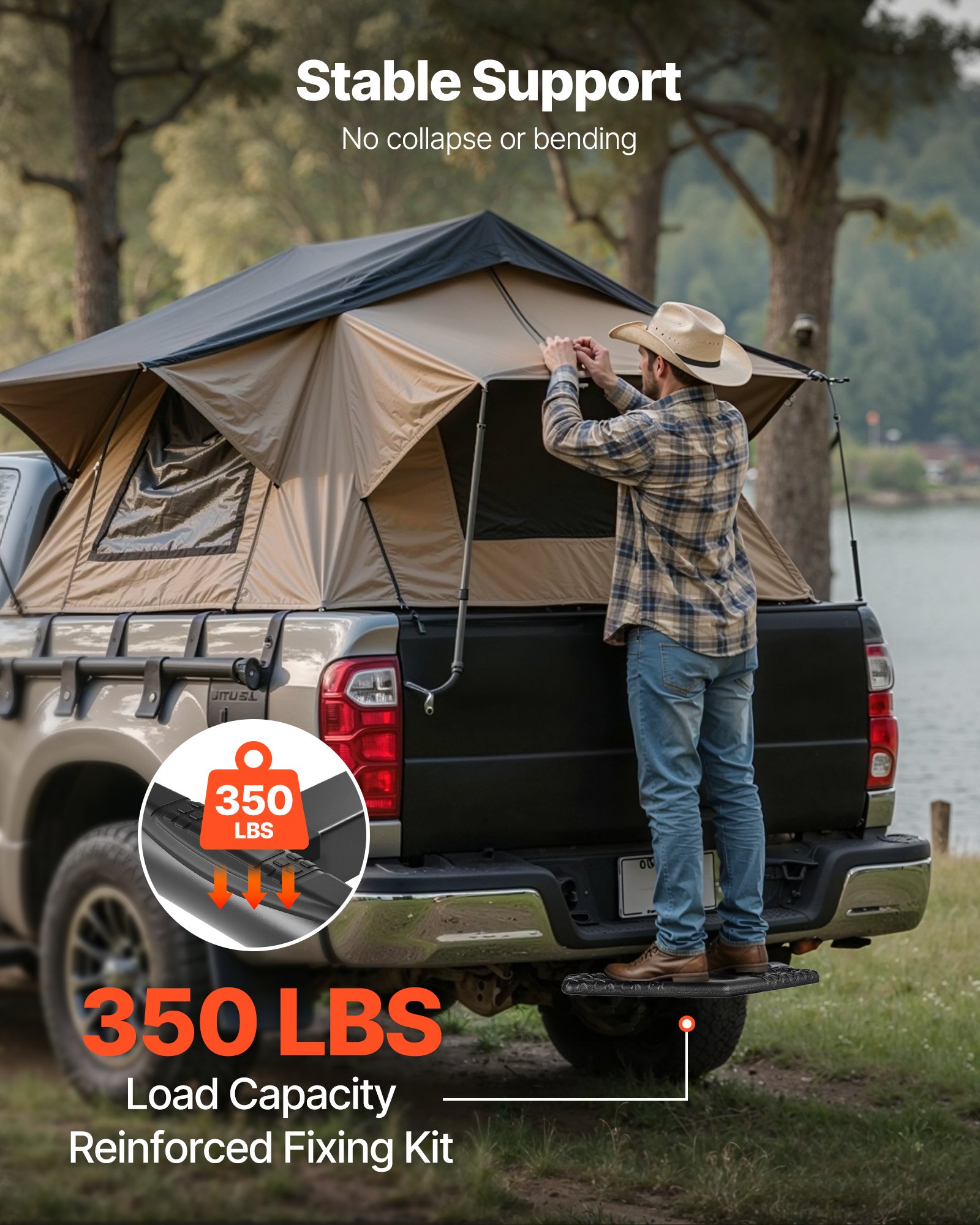 VEVOR Hitch Step for 5 cm Receiver, Universal Rear Bumper Guard Protector with 159 kg Load Capacity, Wide & Non-Slip Tow Hitch Step with Pin Kit and Stabilizer, Fit for Truck, SUV, Pickup, Trailer