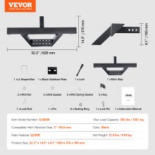 VEVOR Escalón de Enganche para Receptor Universal Acero 820 x 370 x 155 mm Negro