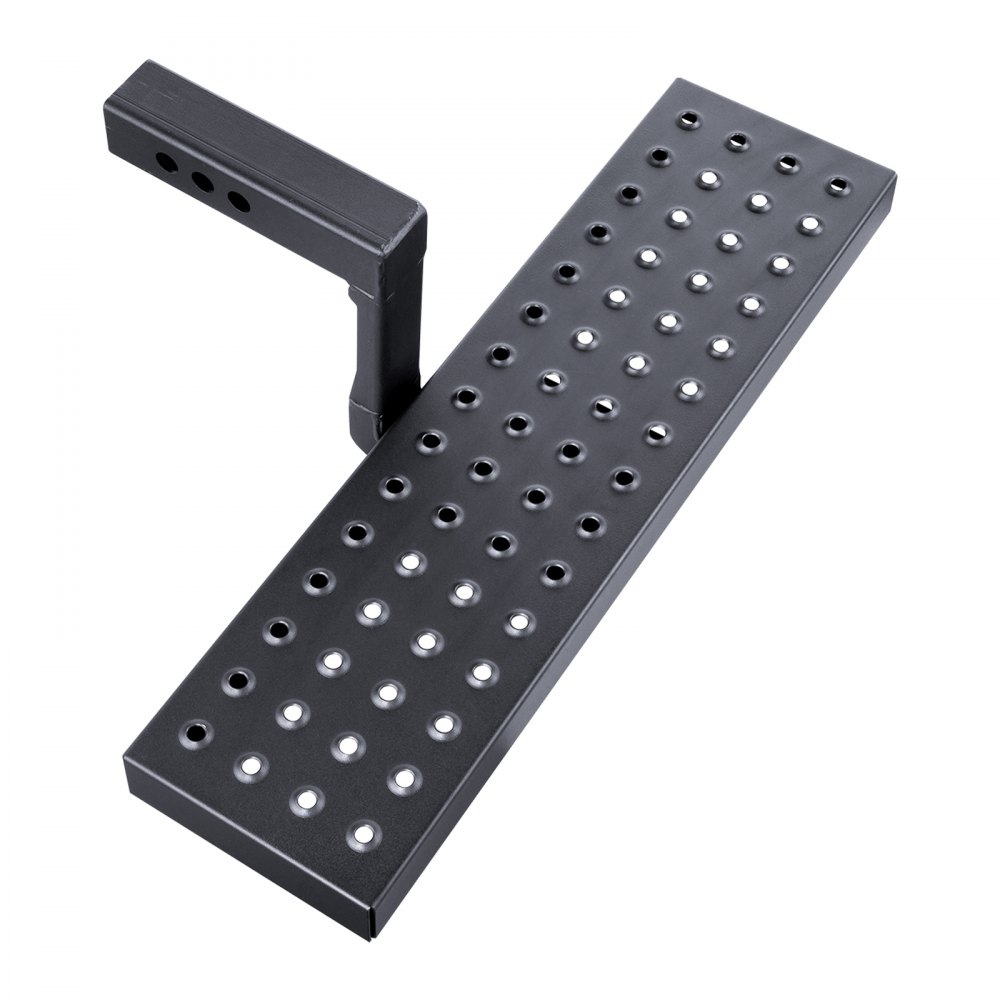 VEVOR towbar step for 50.8 mm receivers, robust steel construction with 158.7 kg load capacity, rear bumper protector with pin locking mechanism, 665 mm long for trucks, SUVs, pickups, and trailers