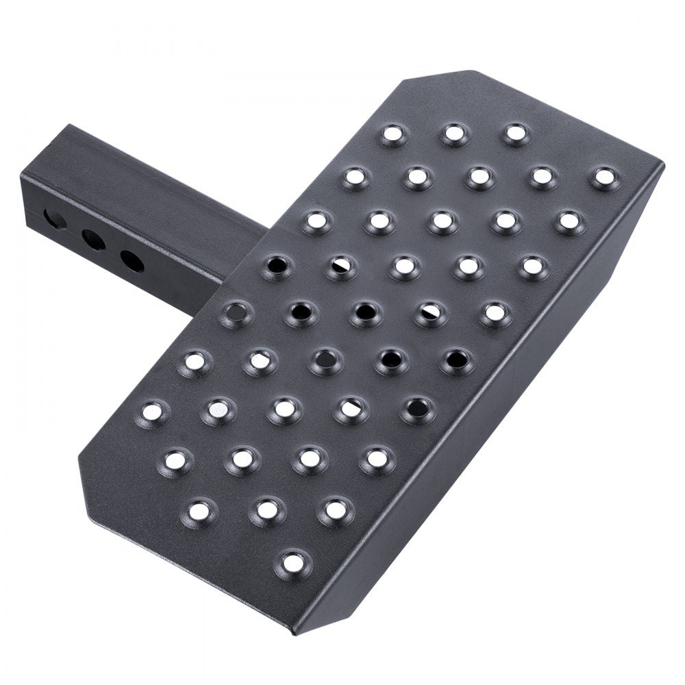 VEVOR towbar step for 50.8 mm receivers, robust steel construction with 158.7 kg load capacity, rear bumper protector with pin locking mechanism, 385 mm long for trucks, SUVs, pickups, and trailers