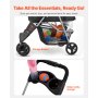 VEVOR Cochecito para Mascotas Capacidad 16kg Carrito Plegable para Perros de 3 Ruedas con Ventana de Malla y Portavasos Cochecito Portátil Tela Oxford 600D con Freno para Mascotas Pequeñas Medianas