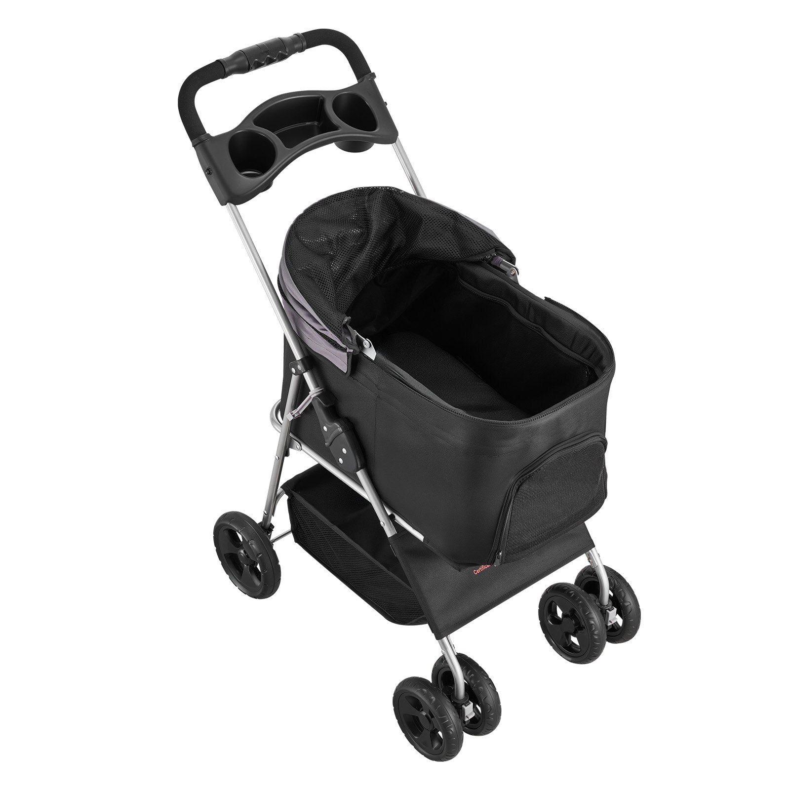 VEVOR Dog Stroller 81x46x97 cm, 16.9 kg Load Capacity, Foldable Dog Buggy, 4-Wheel Buggy with Detachable Carrier and Mesh Windows, Portable Pet Buggy with Brake for Small to Medium-Sized Pets