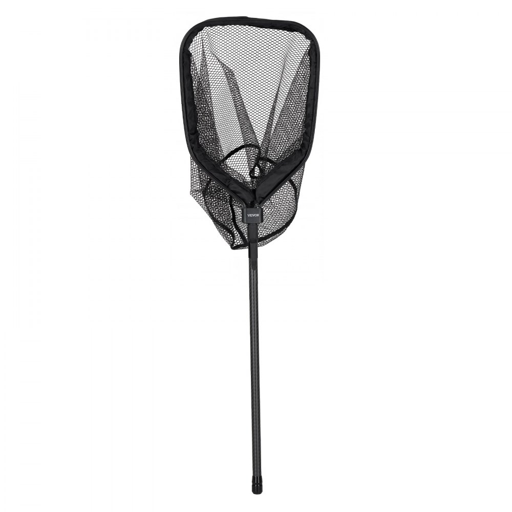 VEVOR Red de Pesca de Fibra de Carbono, Red de Aterrizaje de Peces con Mango Telescópico, Nailon Recubierto de PVC, Portátil y Ligero, Sacadera Soporta hasta 4 kg para Kayak, Barco, Orilla, Estanque